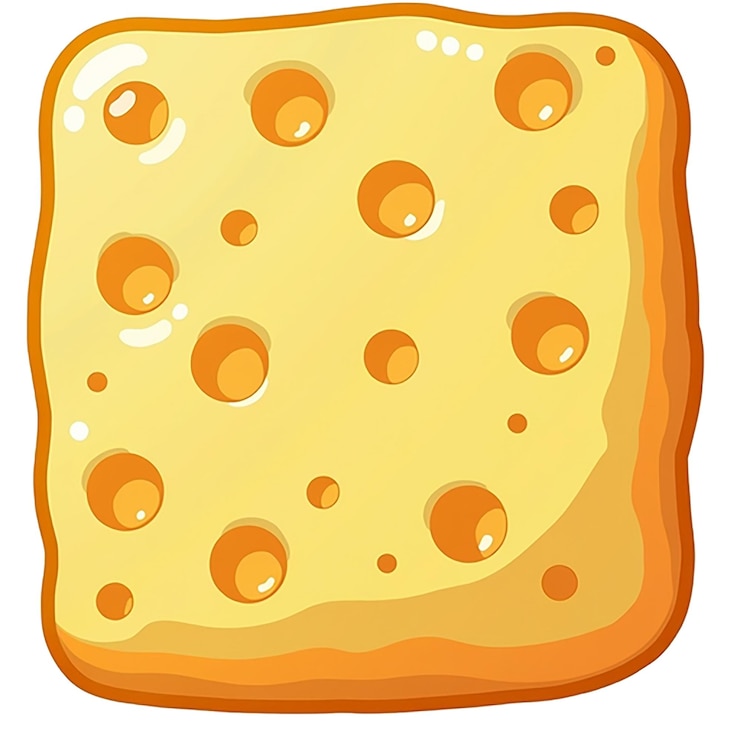 PSD a drawing of a toast with cheese and holes