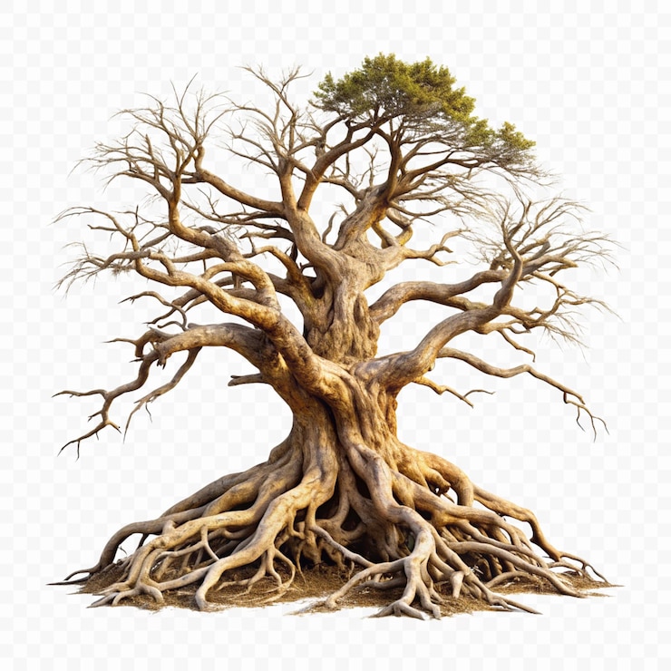 PSD a drawing of a tree with the roots cut out