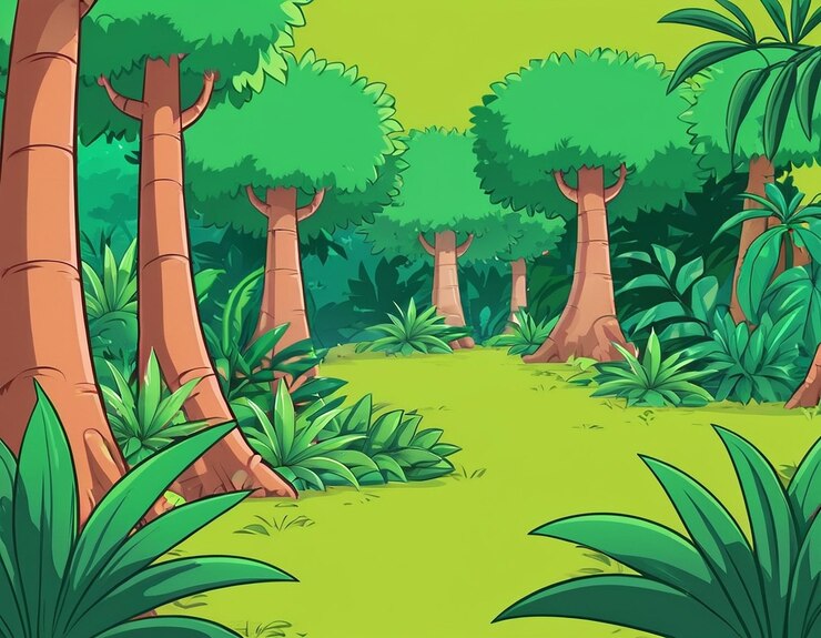 PSD a drawing of trees with different shapes and sizes