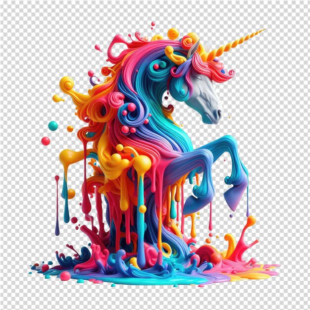 PSD un disegno di un unicorno con una faccia colorata e la parola unicorno su di esso