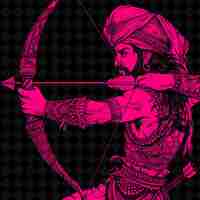 PSD a drawing of a warrior with a bow and arrow