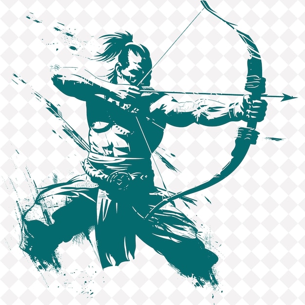 PSD a drawing of a warrior with a bow and arrow