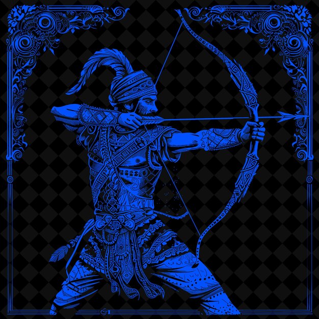 PSD a drawing of a warrior with a bow and arrow