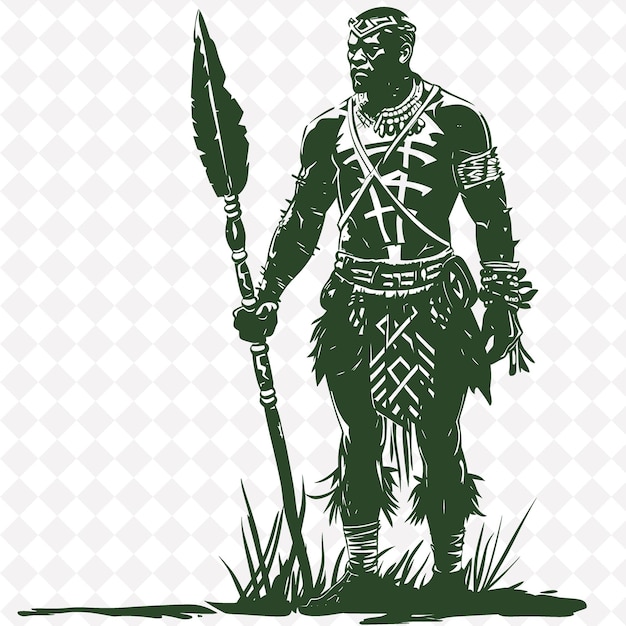 PSD a drawing of a warrior with a sword and shield