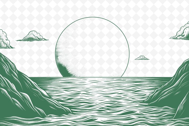PSD ビーチシーンを描いた波の絵