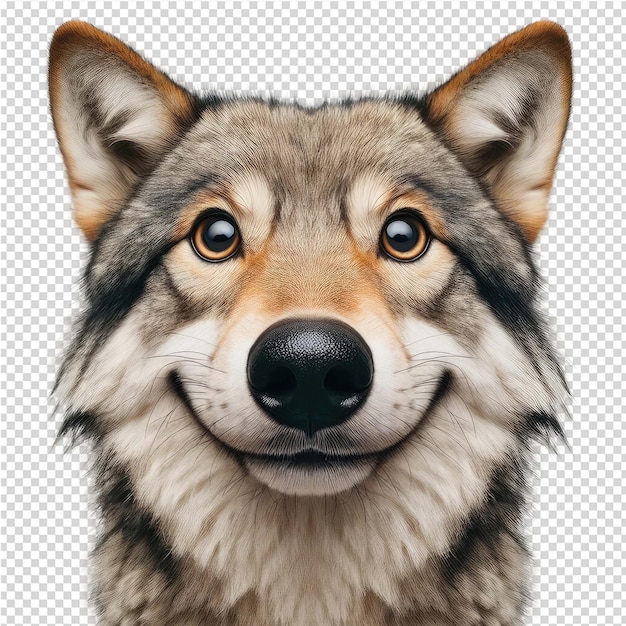 PSD a drawing of a wolf with a black nose and a black nose