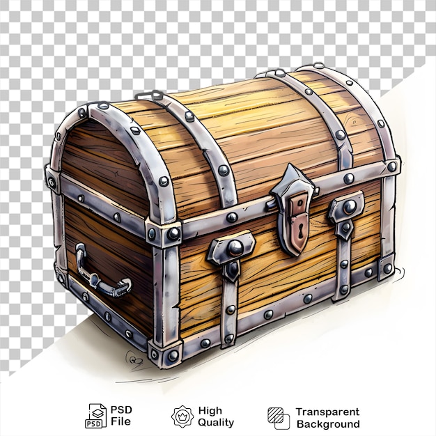 PSD a drawing of a wooden box isolated on transparent background