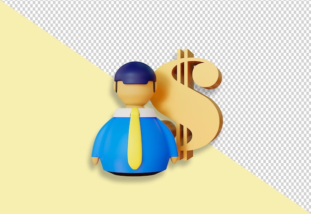 ドル記号を持つ労働者の描画