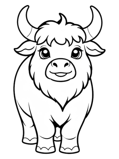 PSD a drawing of a yak with a face on it