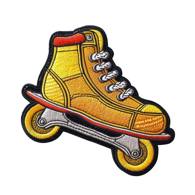 PSD a drawing of a yellow shoe with the word roller on it