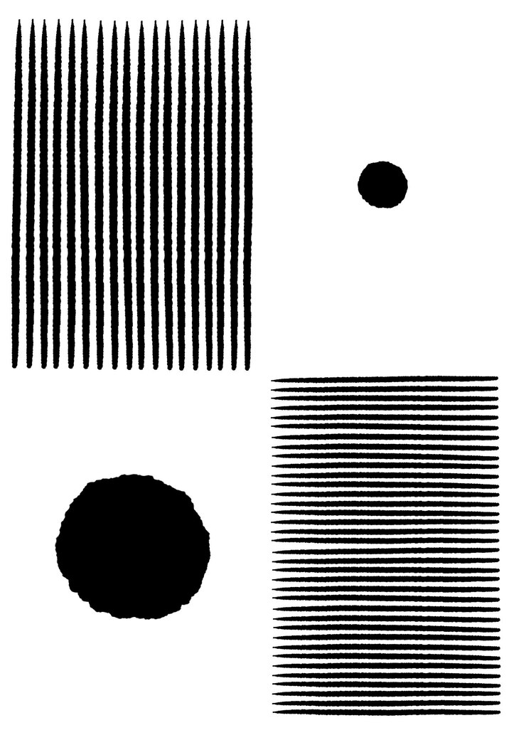 PSD drawn lines and circles in japanese art style black lines in pencil style png
