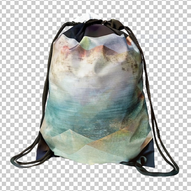 PSD drawstring bag packaging isolated on transparent background