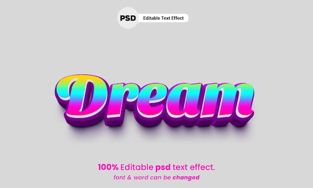 Dream 3d psd modificabile effetto testo sogno premium