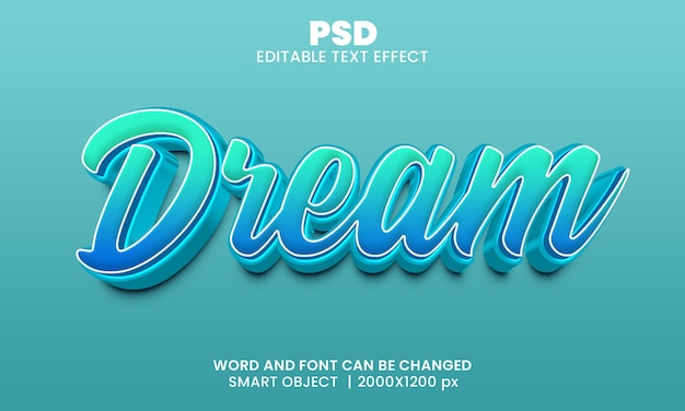 PSD dream 3d editable text effect premium psd with background