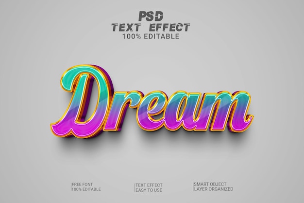 Sogno 3d effetto testo psd