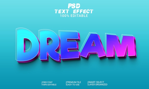 꿈 3d 텍스트 효과 Psd 파일