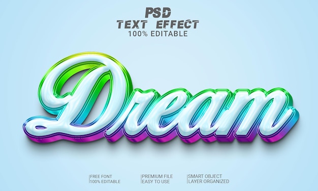 PSD 꿈 3d 텍스트 효과 psd 파일