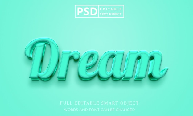 PSD 꿈 3d 텍스트 스타일 효과 psd 프리미엄 템플릿