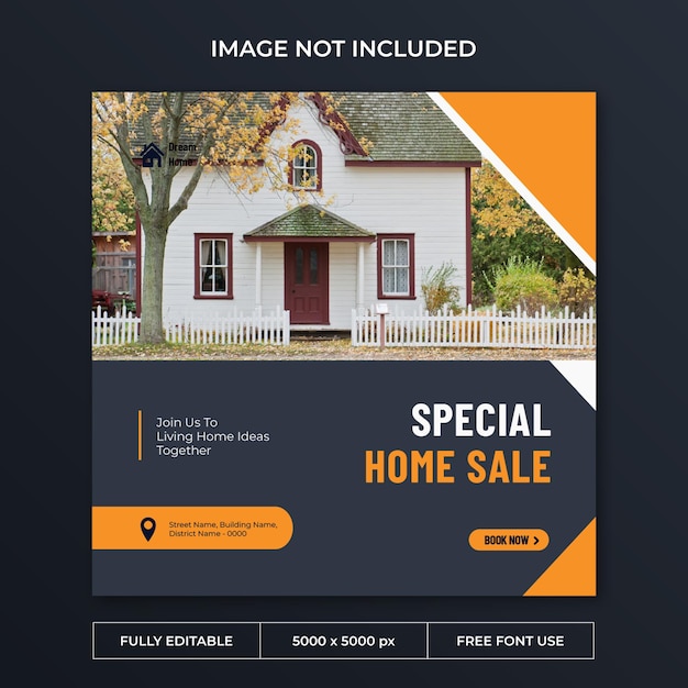 PSD dream home real estate instagram post social media template