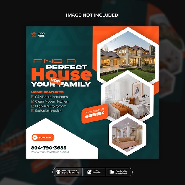 Dream House For Living 소셜 미디어 디자인 인스트라그램 포스트 템플릿