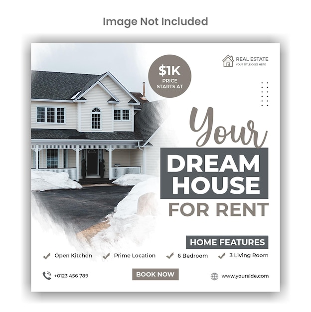 PSD dream house for rent social media or instagram post design