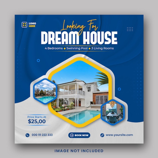 Dream house sale social media instagram post template