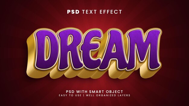 Idea da sogno felice effetto testo modificabile 3d con fantasia e stile di testo divertente