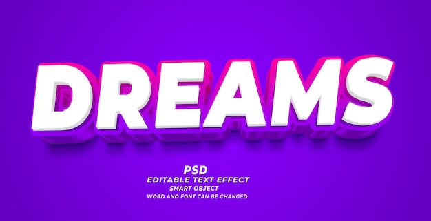 Dream PSD 3d edytowalny efekt tekstowy szablon Photoshop