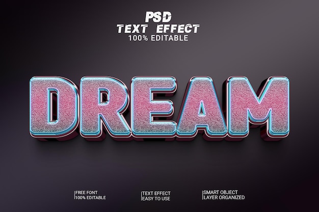 PSD dream psd bewerkbare tekststijl 3d-effect