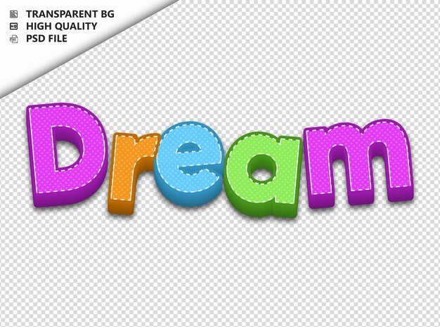 PSD dream typography text colorful craft spring psd transparent