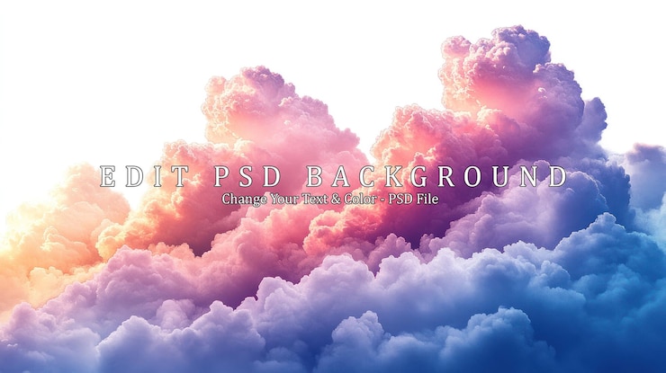 PSD dreamy cloudscape with pastel hues