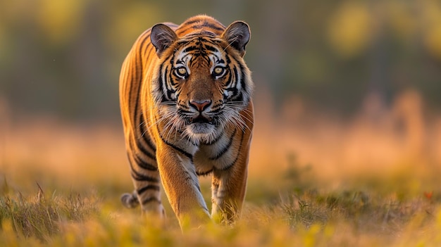 Dreigende tijger op de prooi tijger die zijn prooi achtervolgt wereldwilde dieren tijger dag