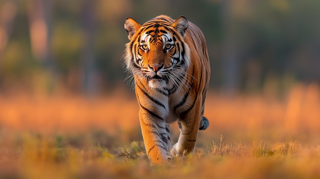 Dreigende tijger op de prooi tijger die zijn prooi achtervolgt wereldwilde dieren tijger dag
