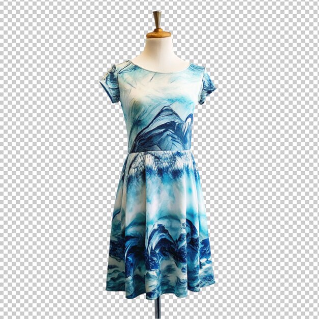 PSD dress with sea wave on a mannequin on transparent background