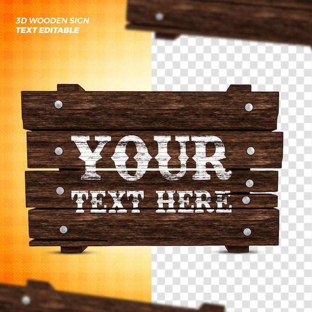 drewniana oferta znak renderowania 3d