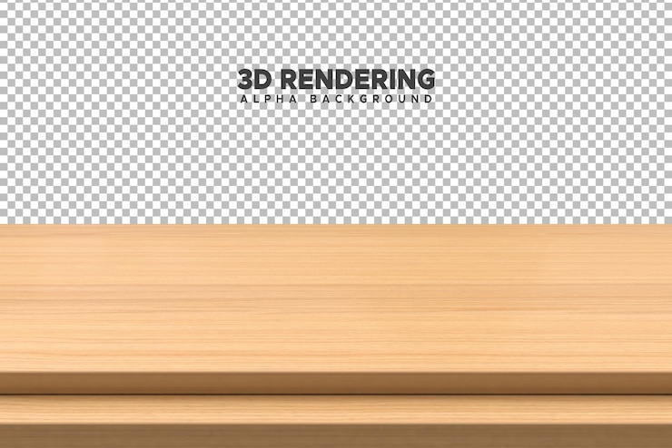 PSD drewniana półka z renderingiem 3d