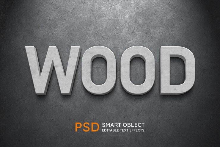 PSD drewniany 3d tekst edytowalny mockup drewnianego logo psd