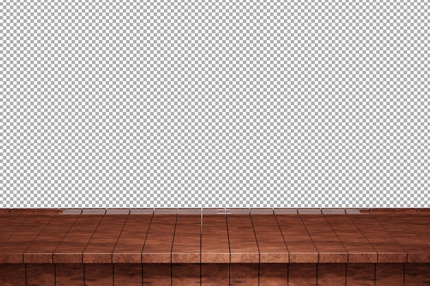 Drewniany blat widok z przodu renderowania 3d na białym tle