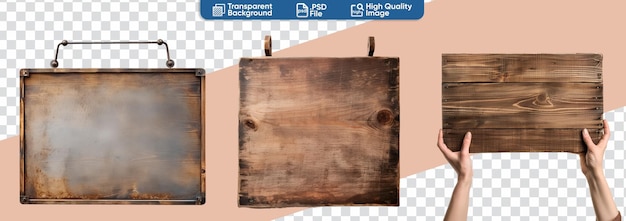 PSD drewniany i metalowy zestaw pustych znaków idealny do modelowania banerów