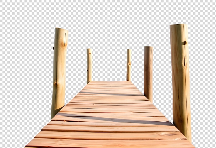 PSD drewniany most z drewnianym chodnikiem i drewnianą deską