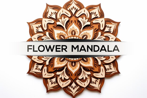 PSD drewniany projekt mandali kwiatowa mandala 3d drewniana mandala