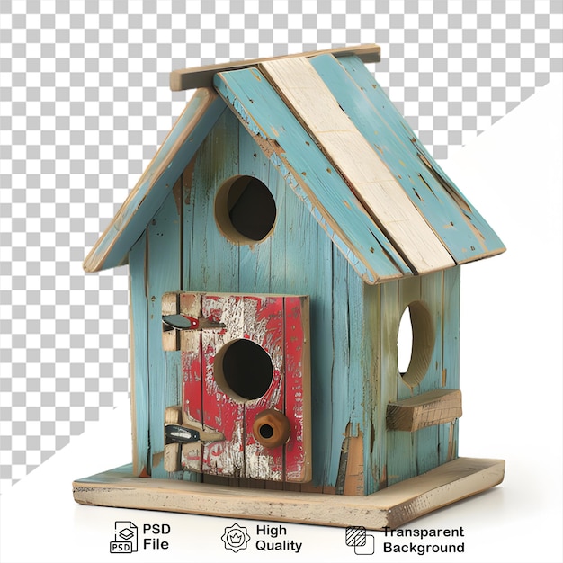 PSD drewniany projekt ptasiej chaty na przezroczystym tle z plikiem png