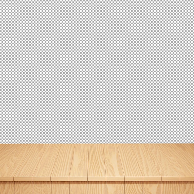Drewniany stół pierwszoplanowy drewniany blat widok z przodu renderowania 3d na białym tle