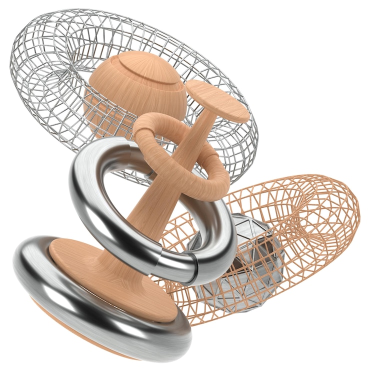 PSD drewno geometria abstrakcyjna element 3d