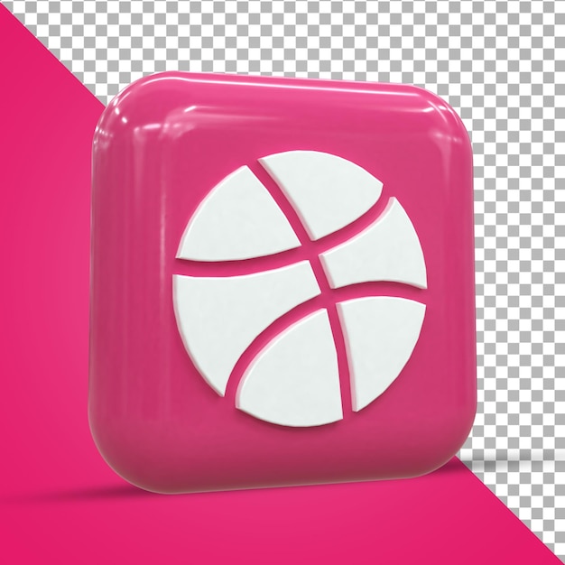 Dribbble 3d Social Media icon Kleurrijke glanzende 3d pictogram concept 3D-rendering voor compositie