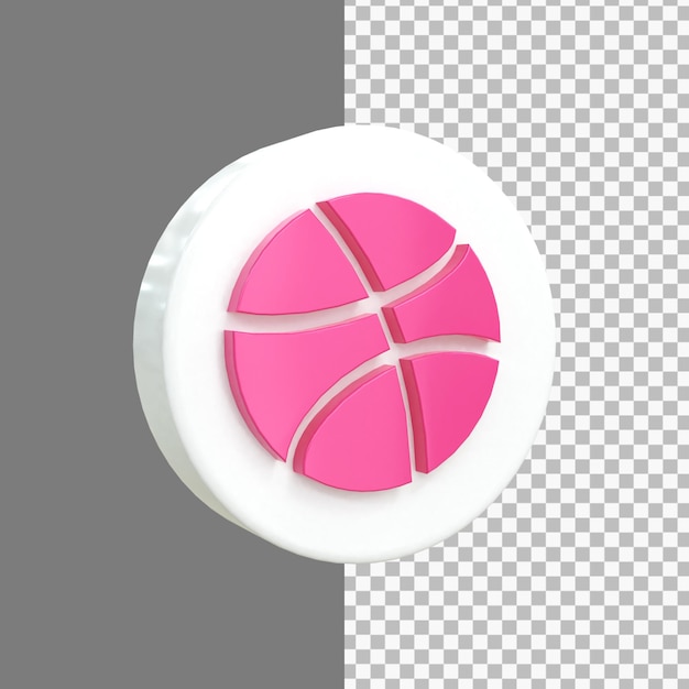 PSD dribbble 3d social media icon kolorowa błyszcząca ikona 3d koncepcja renderowania 3d dla kompozycji