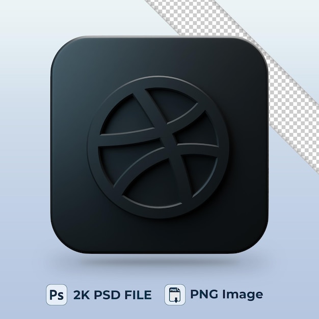 PSD dribbble black social media 3d icon for ui design