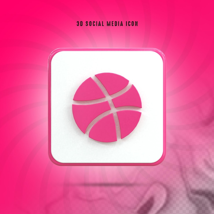 PSD dribbble colorful glossy 3d logo and social media 3d icon design