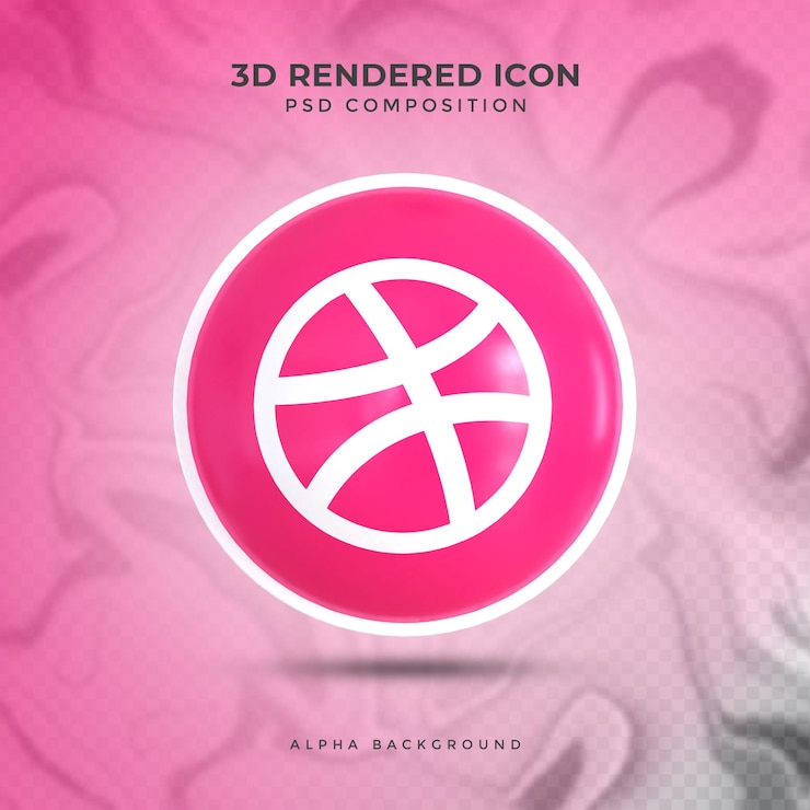 PSD dribbble красочный глянцевый логотип и дизайн иконок для социальных сетей