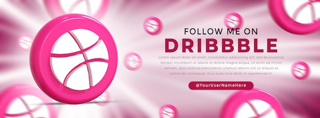 Dribbble glanzend logo en social media iconen webbanner